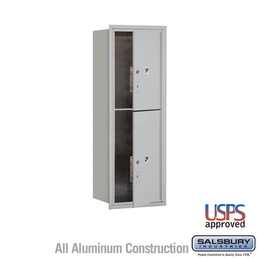 11 Door High Recessed Mounted 4C Horizontal Parcel Locker with 2 Parcel Lockers in Aluminum with USPS Access - Front Loading